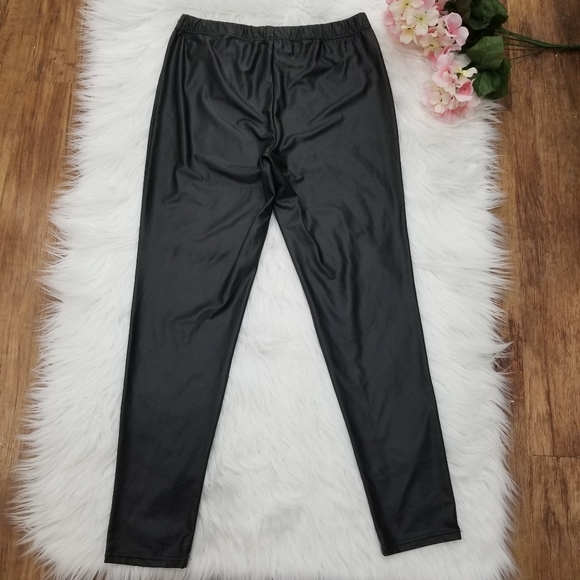 Black Faux Leather Leggings - Picture 2 of 15